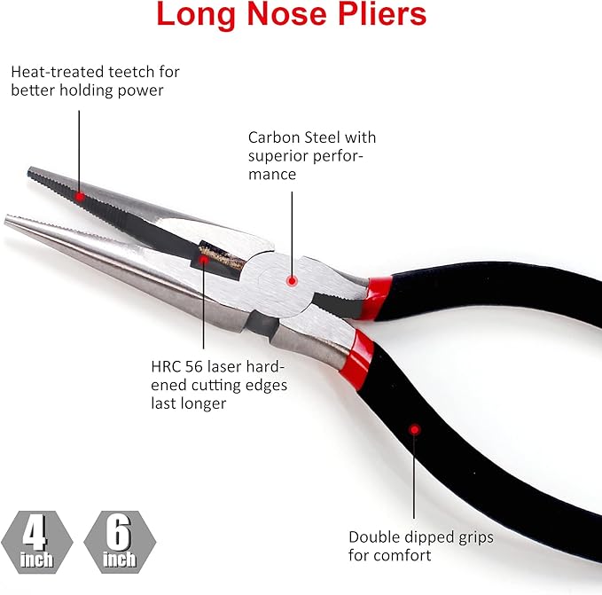 FASTPRO 7-piece Utility Pliers Set, Includes Slip Joint, Long Nose, Diagonal, Groove Joint, Linesman, and Mini Long Nose Pliers, Dipped Handle