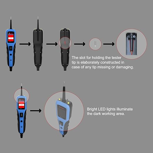 Automotive Power Circuit Probe Tester 12-24V Trailer Light Tester 40FT Cord Resistance&Duty Cycle Digital Multimeter Short&Open Finder Reverse Protection Auto Diode Electrical Diagnostic Kit