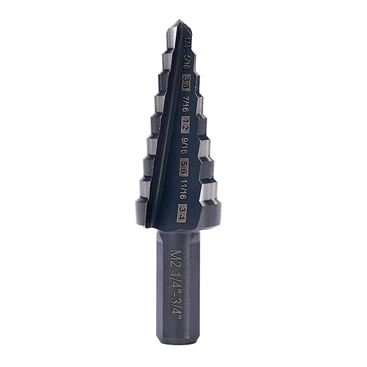1/4 to 3/4 Inches M2 HSS Step Drill Bit,M2 High Speed Steel Unibit for Cutting Stainless Steel, Metal, Wood & Plastic (3/4")