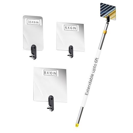 Inspection Mirror Telescoping Pole, Lightweight & Durable, 3 ft - 6 ft Pole, 3 Size Acrylic Mirror