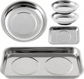 5 Pieces Magnetic Trays Set Stainless Steel Magnet Tool Tray Parts Holder for Screws, Sockets, Bolts, Pins, Mechanic's and Automotive