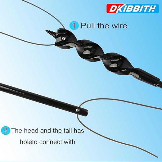 Flexible Installer Drill Bit for Pulling Wires Through Walls Ceilings and Sidewalks, 54-Inch Long, 3/8-Inch Auger with a Fish Eye Hole and Screw Point, 3/16" 3-Flat Anti-Slip Shank.