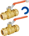 SUNGATOR 1 Inch Ball Valve, 1" Shut off Valve, No Lead Brass Push-to-Connect Plumbing Fittings, Full-Port Fit for PEX Pipe, Copper, CPVC, PE-RT, Pack of 2