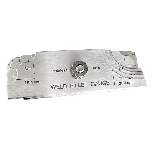 1/8"-1"(3.2-25.4mm) Cam Type Weld Gauge 7-Blades Fillet Weld Gage Rl Gauge Stainless Steel Depth Gauges Welding Metric & Inch Test Ulnar for Boilers, Bridges, Shipbuilding