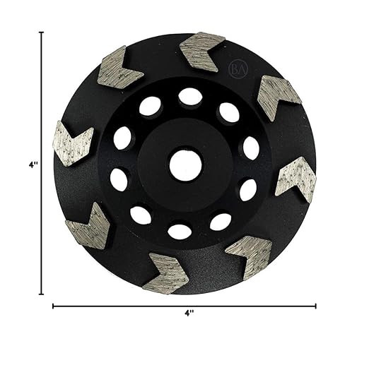 Benchmark Abrasives 4 Inch Grinder Wheels Arrow Type Diamond Cup Wheel with 5/8"-11 Arbor Hole for Masonry, Marble, Natural Stone, Concrete Grinding Wheel - Angle Grinder Attachments (4”)
