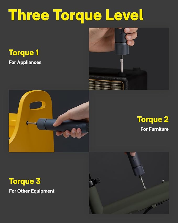 HOTO Electric Screwdriver Kit, 25-Piece Upgraded Bit Set, 3.6V Cordless Screwdriver Rechargeable, Magnetic Case Lid, 3 Torque Settings, 1500mAh Battery, LED Light for Furniture/Electrical Repairs