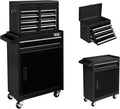 TUFFIOM 5-Drawer Rolling Tool Chest, Tool Storage Cabinet w/Drawers, Lockable Wheels, Detachable Top & Adjustable Shelf, Mechanic Tool Organizer Box for Garage, Workshop, Warehouse & Repair Shop