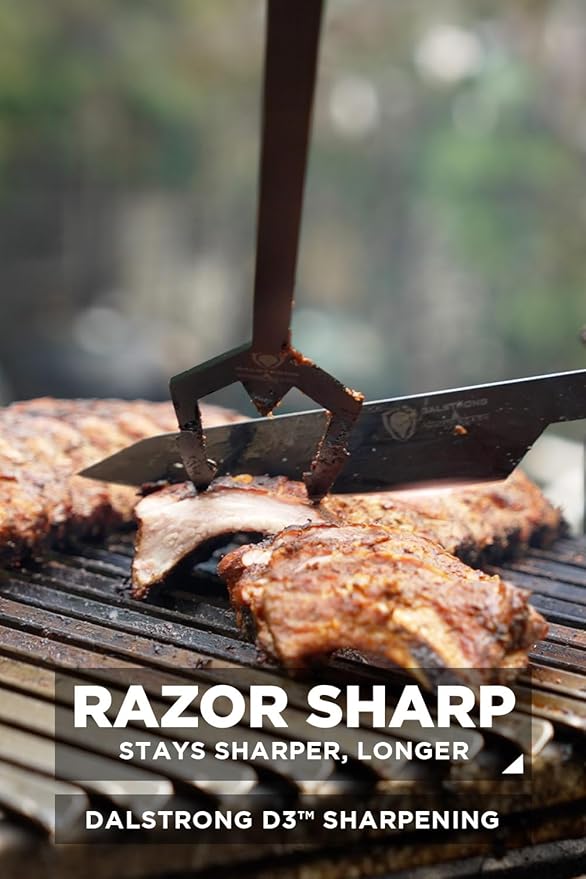 Dalstrong BBQ Trident Carving Knife Set-Shadow Black Series-Black Titanium Nitride Coated-Extra-Long Knife & Fork Set-Razor Sharp-High Carbon Steel-NSF Certified