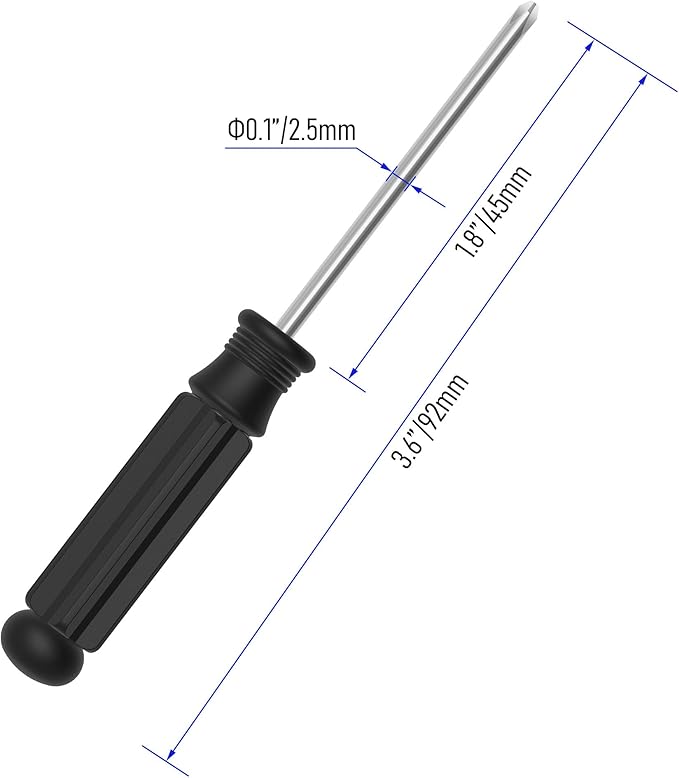 5PCS Mini Phillips Screwdriver, 2.5mm Cross Head with Black Non-slip Handle for Small Appliances, 3.62"(92mm) Total Length, Non-magnetic