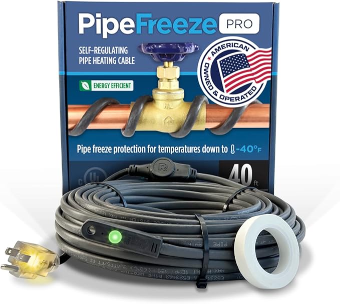 Radiant Solutions Company Intelligent Heat Tape for Water Pipe Freeze Protection - with GlowCap™, Built-in Thermostat, Tape Included, 10-yr Warranty, Heavy-Duty, Self-Regulating, 120V (18 Ft)