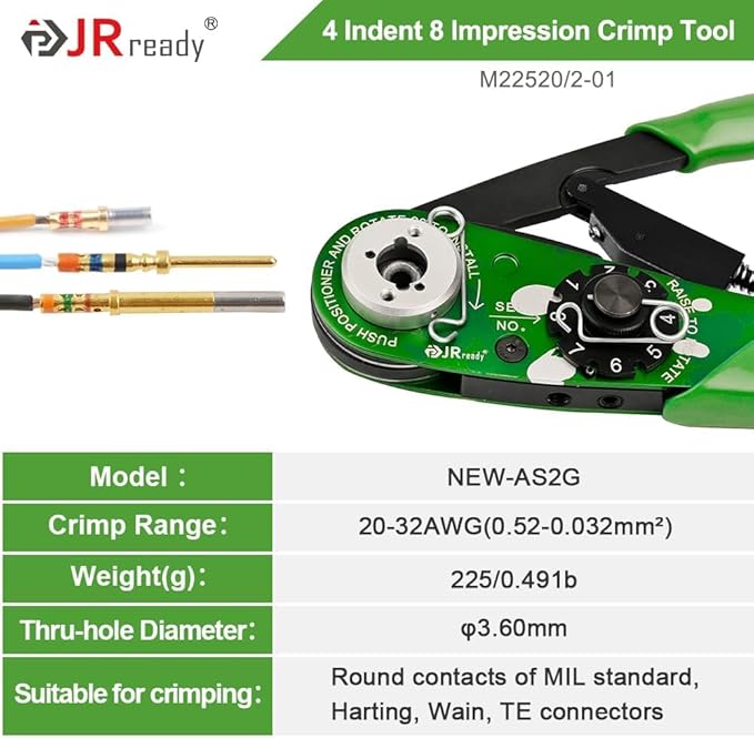 JRready ST2119-NEW-AS2G M22520/2-1 Standard Adjustable Indent Crimp Tools AS22520 Series Crimper work all MIL Positioners for the Miniature and Sub-miniature Connector Contacts in Electronic Systems