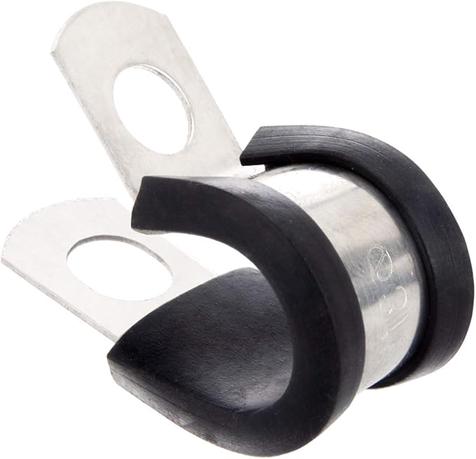 24pcs Wire Clamps 1/4 Inch, Stainless Steel 304 Cable Clamps Rubber Cushion, Pipe Clamp for wiring, lines, hoses and cables