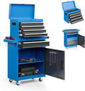 5-Drawer Rolling Metal Tool Storage Cabinet with Detachable Top Tool Box, for Garage Workshop - Blue