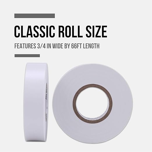 Lichamp 10-Pack White Electrical Tape Waterproof, 3/4 in x 66ft, Industrial Grade UL/CSA Listed High Temp Electrical Tape Electric Super Vinyl