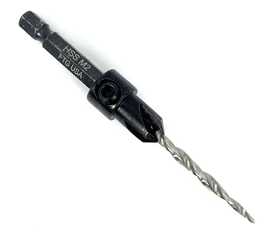 FTG USA Adjustable Wood Countersink Drill Bit #6 (9/64") with Tapered Drill Bit for Woodwork