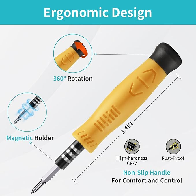 SHOWPIN Mini Precision Screwdriver Set: Electronics Repair Tool Kit for Computer Laptop Nintendo Phone PS4 with 35PCS Bits T5 T6 T8 T10 T15 Torx Y00 Tri-wing for Beginner IT DIY