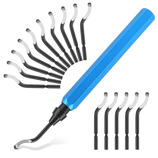 Deburring Tool Set with 15 High Speed Steel Swivel Blades, Deburring Tool Ideal for Metal, Resin, Copper, Plastic, PVC Pipes, 3D Printing Burr Removal Reamer Tool