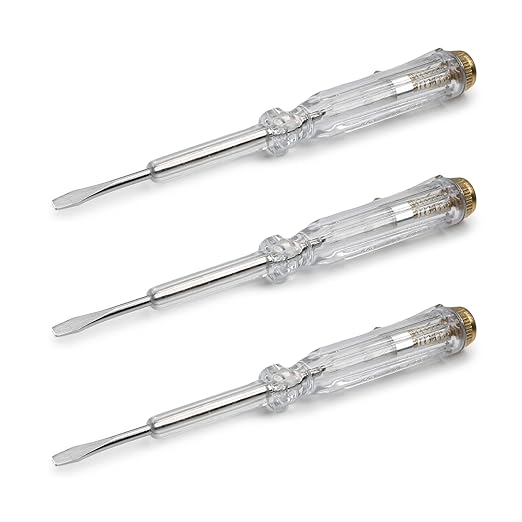 Fielect 3Pcs Tester Screwdriver, Voltage Detector Pen Light Circuit Tester Electric Test Pen Screwdriver AC/DC 100-500V