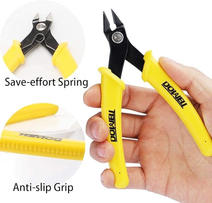 DOWELL Micro Cutter Flush Cutter Electronics Soft Wire Cutters Professional Cutting Copper And Aluminum Wire Cables (2PC)