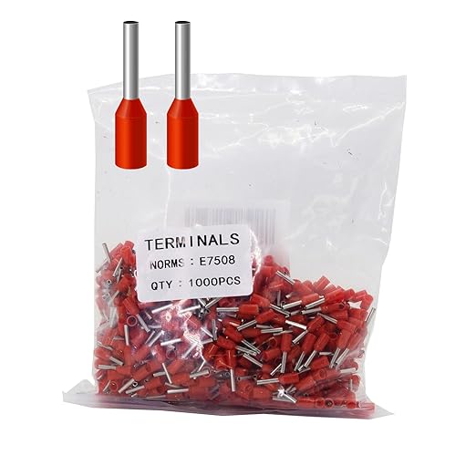 Fidioto 1000pcs AWG20 Pin Terminals, Red, Copper, Practical & Safe for Electric, Industrial, Chemical & Power Control Systems