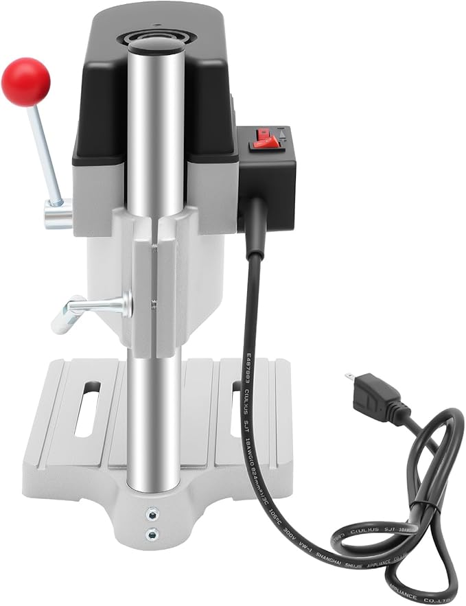 3-Speed Benchtop Drill Press Table, Electric Bench Drilling Machine, Mini Drill Press Stand, Tabletop Drilling Machine 110V, 340W Copper Motor Variable Speed, 0-16000 RPM