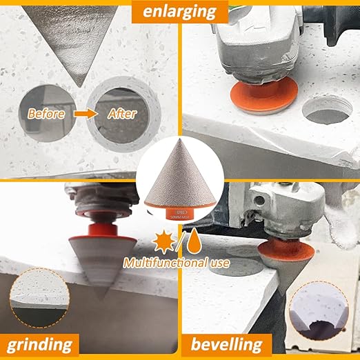 Diamond Core Drill Bit Kit BGTEC Diamond Hole Saw Tile Cutter for Porcelain Tile Ceramic Marble Brick, 5/8"-11 Thread 6/6/20/35mm+50mm Chamfer Bit