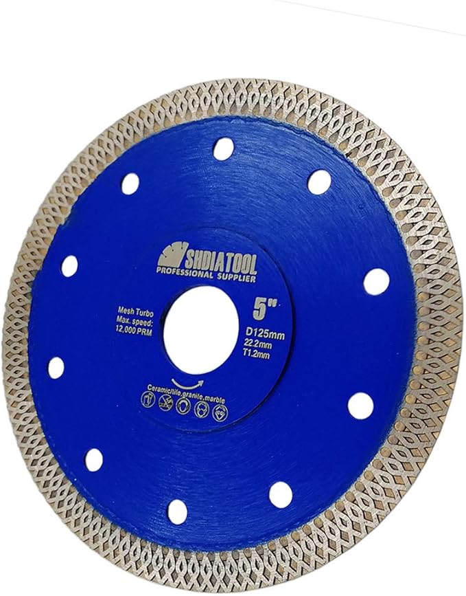 SHDIATOOL 5 Inch Diamond Saw Blade Cutting Porcelain Tile Ceramic Granite Marble Brick(5-Pack)