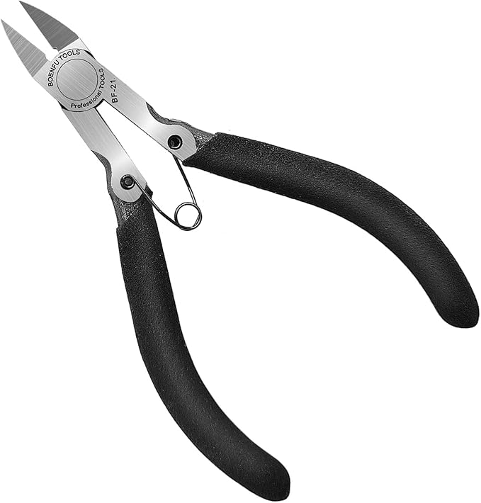 BOENFU 5 inch Precision Flush Cutters Multi-functional Wire Snips, Ideal for Model, Electronics, Sprue Cutting, and All Precision Cutting Tasks