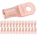 SELTERM 25pcs 2/0 AWG 5/16" Stud Battery Lugs, Ring Terminals, Heavy Duty Copper Wire Lugs, Battery Cable Ends, 00 Gaug Ring Terminal Connectors, UL Bare Copper Eyelets Electrical Battery Cable Lugs