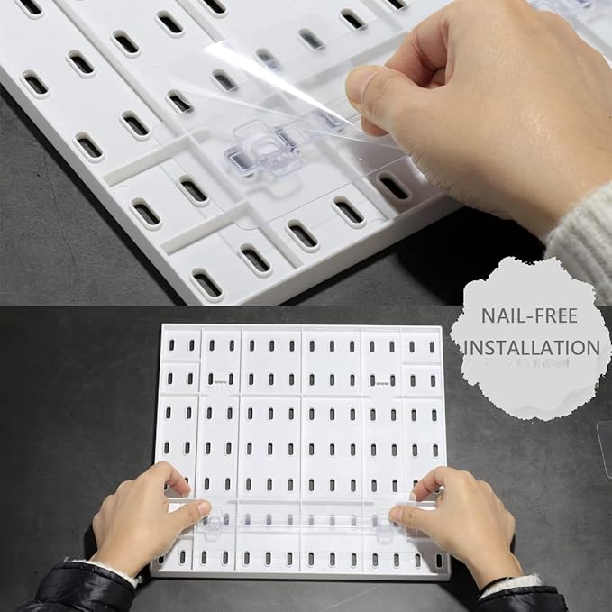 Pegboard Combination Kit, Wall Mounted Storage Set with 8 Pegboards & 32 Accessories Hanging, White Peg Boards Organizer for Walls Display, Crafts Organization, Kitchen Organizer, 22" x 44"