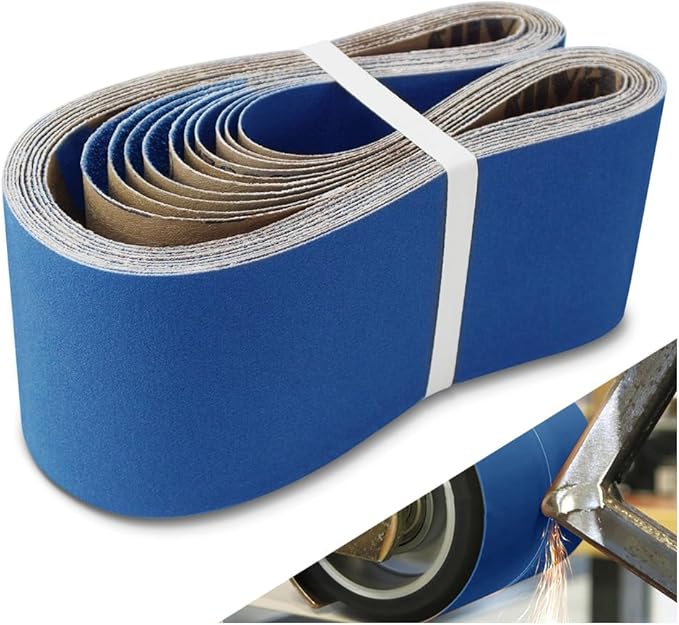 4 x 36 Inch Sanding Belts, 10 Pcs Assorted Grits (40/60/80/120/240), Zirconia Sanding Belts for Metal Polishing, Woodworking, Derusting