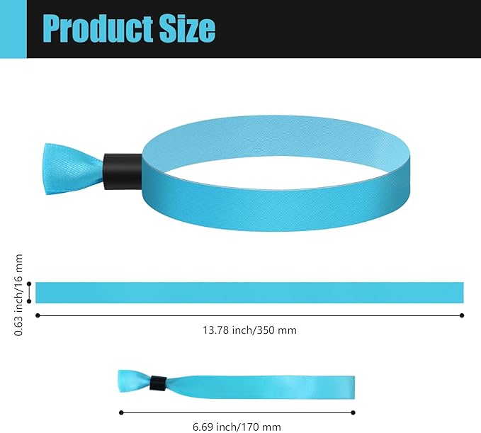 100 Pcs Cloth Wristband - Lightweight Disposable Wristbands for Concerts and Parties (Water Blue)