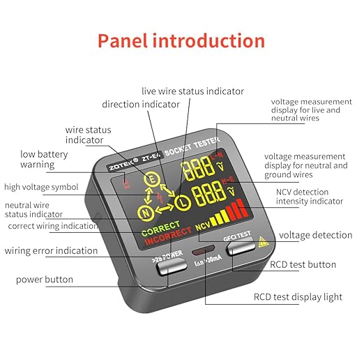 Socket Tester, Plug Tester for Electrical outlets,ZT-E4, Leakage Detector with GFCI Test, Electrical Circuit Tester for Quick and Safe Wiring Diagnosis