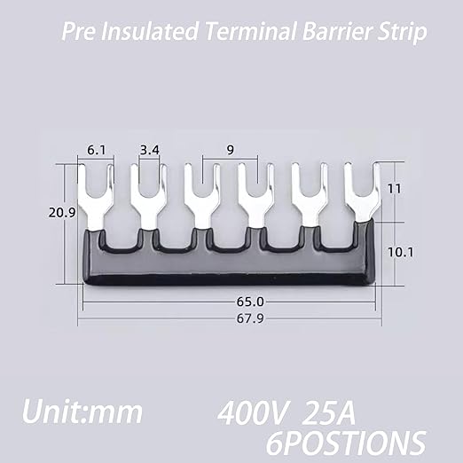 Terminal Block (8 Sets) 8Pcs 6 Positions Dual Row 600V 25A Screw Terminal Strip Blocks with Cover&8Pcs Pre-Insulated Barrier Termina Block Strip& 48Pcs Insulated Fork Wire Connector