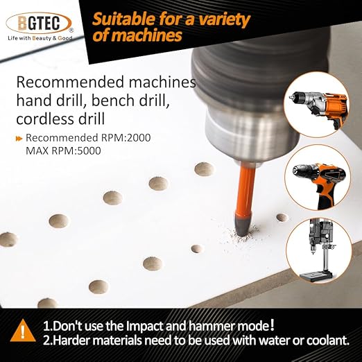 Carbide Tip Drill Bit-BGTEC Wood Drill Bits, 10pcs Round Shank 1/4" Cross Hard Alloy Drill Bits for Wood Plastic Masonry Brick