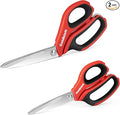 Goldblatt 2PCS Scissors Heavy Duty, 8-inch and 10-inch Multipurpose Scissors, Stainless Steel Blade, Comfortable Handle, Shop Scissors Easy Cutting Cardboard, Leather, Fabric