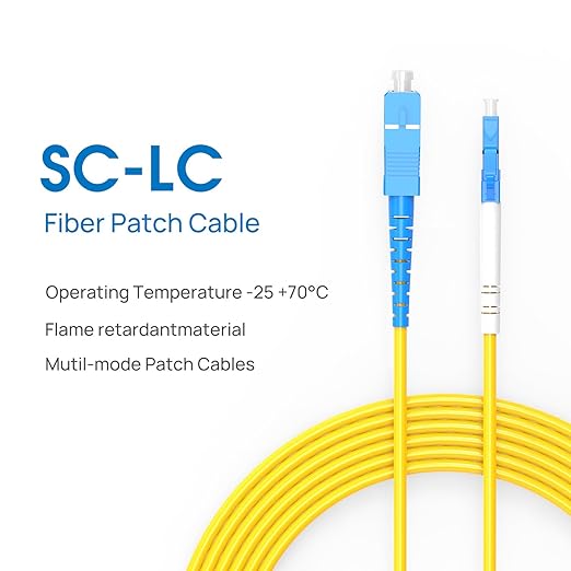 3m(9.84ft) OS2 SC/LC to SC/LC Fiber Patch Cable Single Mode Fiber,9/125µm OD 3.0mm Cable Diameter Fiber Optic Cable