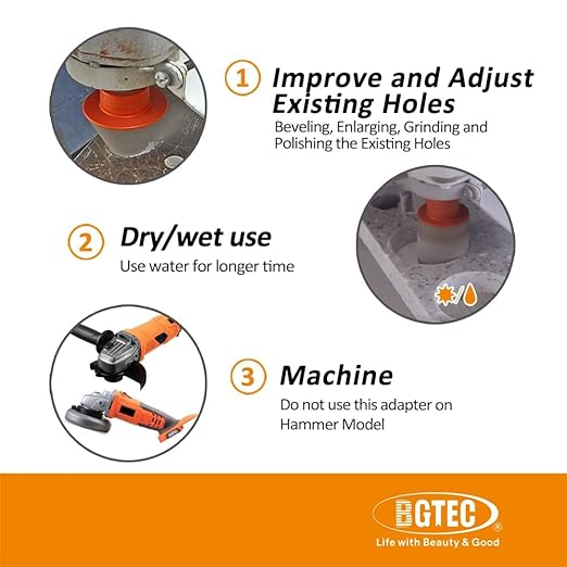 BGTEC Diamond Core Drill Bits Set - 10pcs Tile Hole Saw Kit 6/8/10/25/35/50/65mm with 10mm Diamond Finger Bits and 2" Chamfer Bits for Porcelain Ceramic Tile Granite Marble