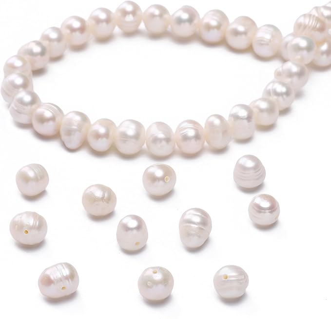 Natural Pearl Beads Potato 6-7mm White Freshwater Cultured Loose Gemstone Beads for DIY Jewelry Making 13.8''/Strand HQ