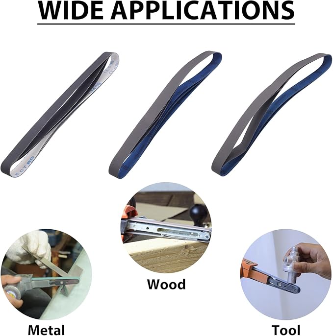 2 x 42 Silicon Carbide Sanding Belts, 15 Pack 2 x 42 Knife Sharpening Sanding Belt, 5 Pcs Each of 600, 800, 1000 Grits Sander Belt for Metal Wood(15 Pack）