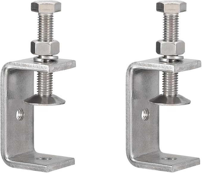 2 Pack 304 Stainless Steel C Clamps with 55mm/2.17" Stable Wide Jaw Opening Tiger Clamp for Woodworking Welding Construction Household Mount