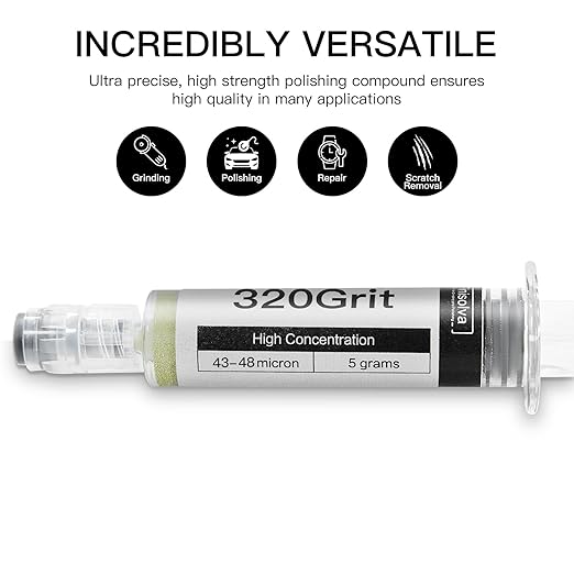 Diamond Polishing Compound Lapping Compound 320 Grit 43-48 Microns with 30% Concentration of Diamond Powders Diamond Stropping Paste for Glass Marble Metal Resin Rock Jewelry Chrome Watch