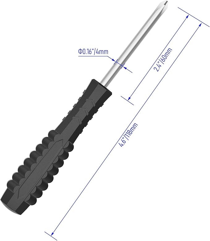 5PCS Mini Phillips Screwdriver, 4mm Cross Head with Black Non-slip Handle for Small Appliances, 4.53"(115mm) Total Length, Magnetic