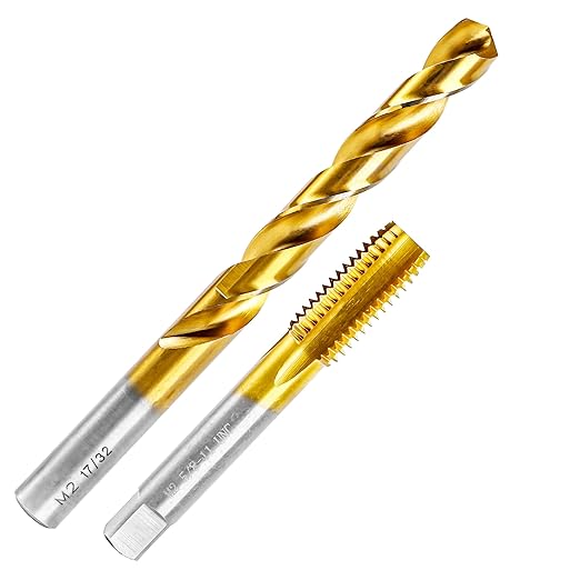 5/8"-11 UNC Tap and 17/32" Drill Bit Kit, M2 HSS Drill and Tap Set, Combination of Drill and Tap Kit for Metal