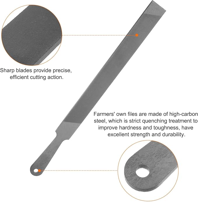 HARFINGTON Farmers Own Files 12 Inch High Carbon Steel Single Cut Flat Hand Rasp File for Deburring and Removing Material