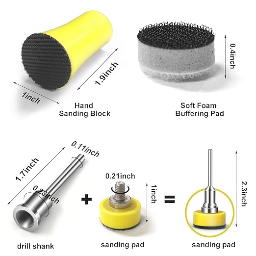 Sanding Discs 1 Inch 120 PCS Wet/Dry Sandpaper Hook and Loop 60-10000 Grits with Polishing Pads, 1/8 Shank Backing Pad and Interface Pad for Drill Grinder Rotary Tools and Wood Metal Jewelry