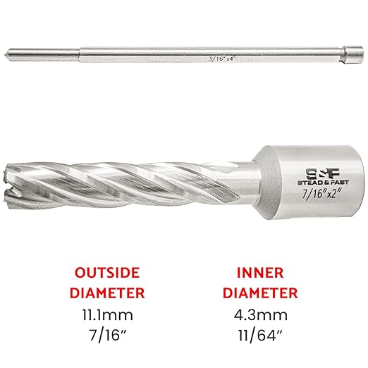 S&F STEAD & FAST Annular Cutter 7/16" Diameter x 2" Depth of Cut, Mag Drill Bits with Pilot Pin for Magnetic Drill Press