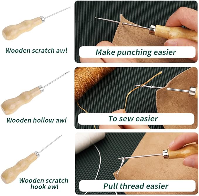 WONVOC Book Binding Kit, Book Making Kit, Bone Folder Tool for Paper Crafting, Awl Tool Bookbinding,Waxed Thread, Bookbinding Needles for DIY Bookbinding Crafts