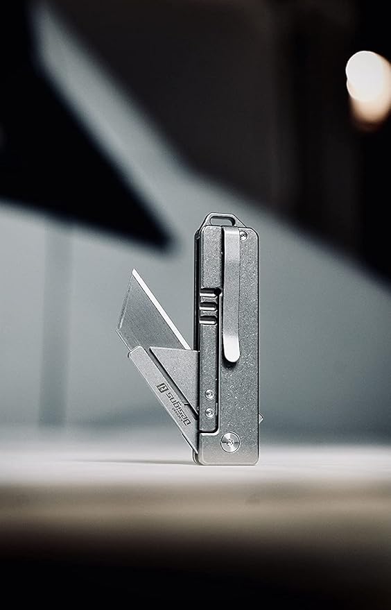 TIRANT RAZOR V3 (Stonewashed) 6Al-4V Titanium Utility Knife & EDC Pocket Knife, Box Cutter, Razor Blade EDC Tool