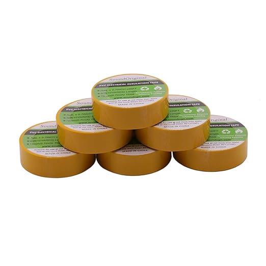 Electrical Tape Yellow 6 Pack 3/4-Inch by 30 Feet, Voltage Level 600V Dustproof, Adhesive for General Home Vehicle Auto Car Power Circuit Wiring Yellow